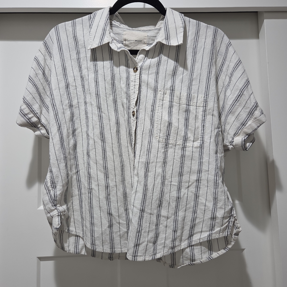 White and Black Striped Women's Shirt